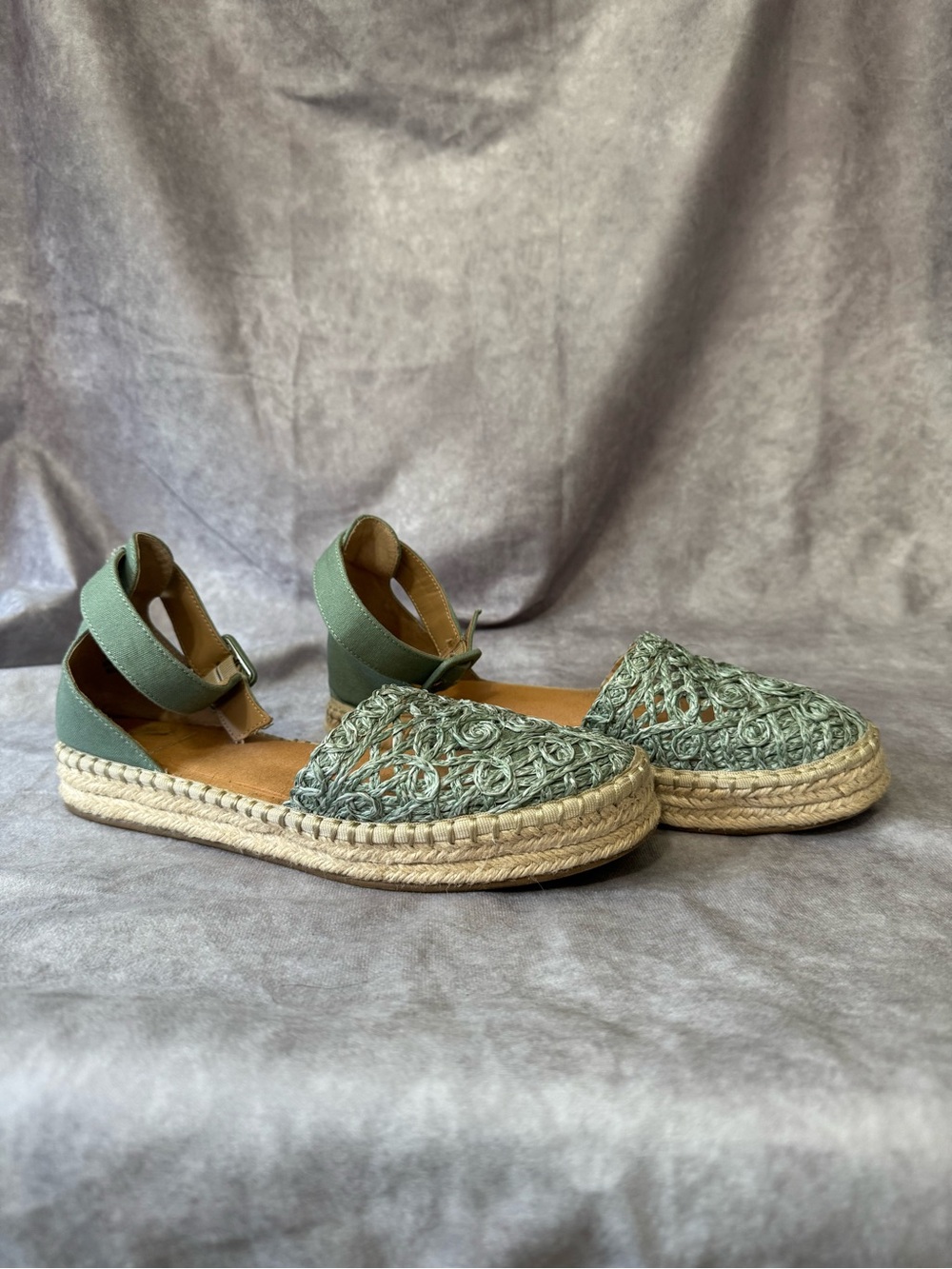 Woven Ankle-Strap Espadrille Flats by Kaari Blue